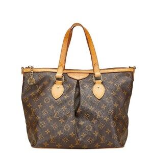 Louis Vuitton Monogram Palermo Handbag Tote Bag Brown Leather